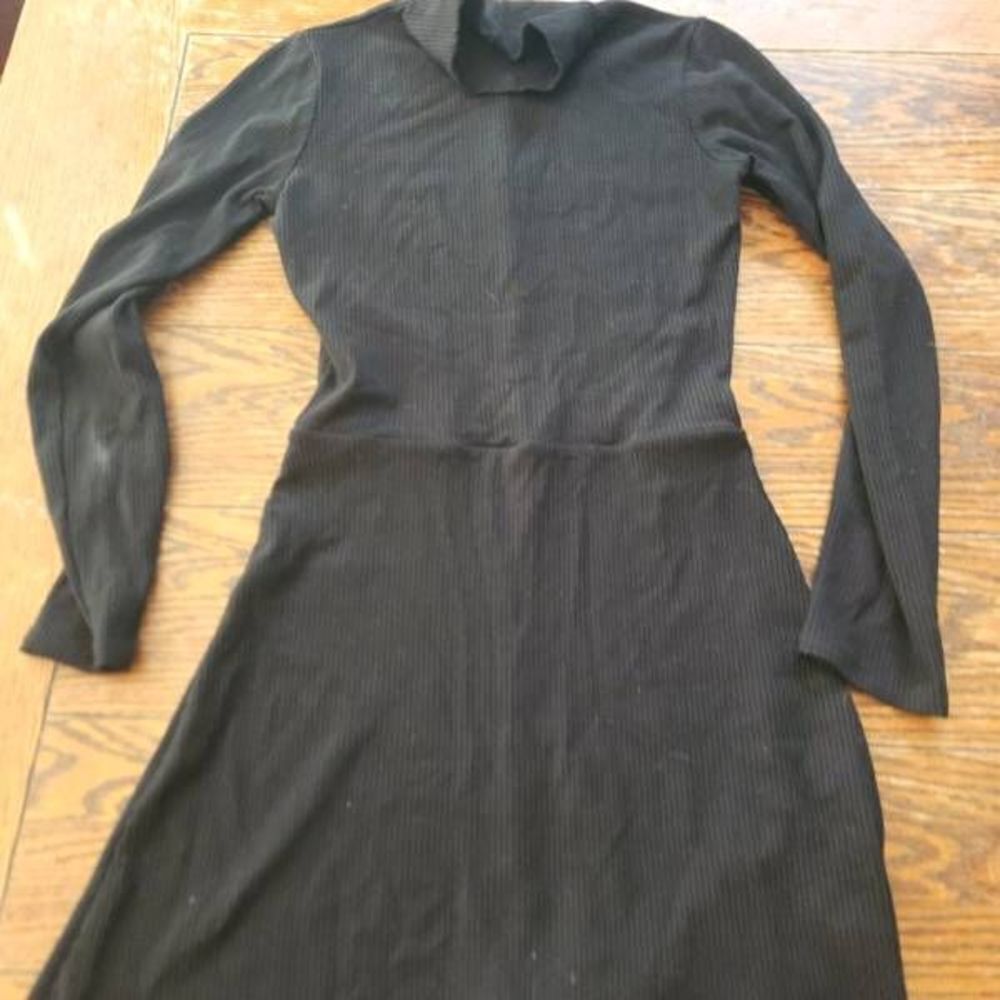 Reformation Maya black ribbed  Turtleneck Mini Dress sz Small